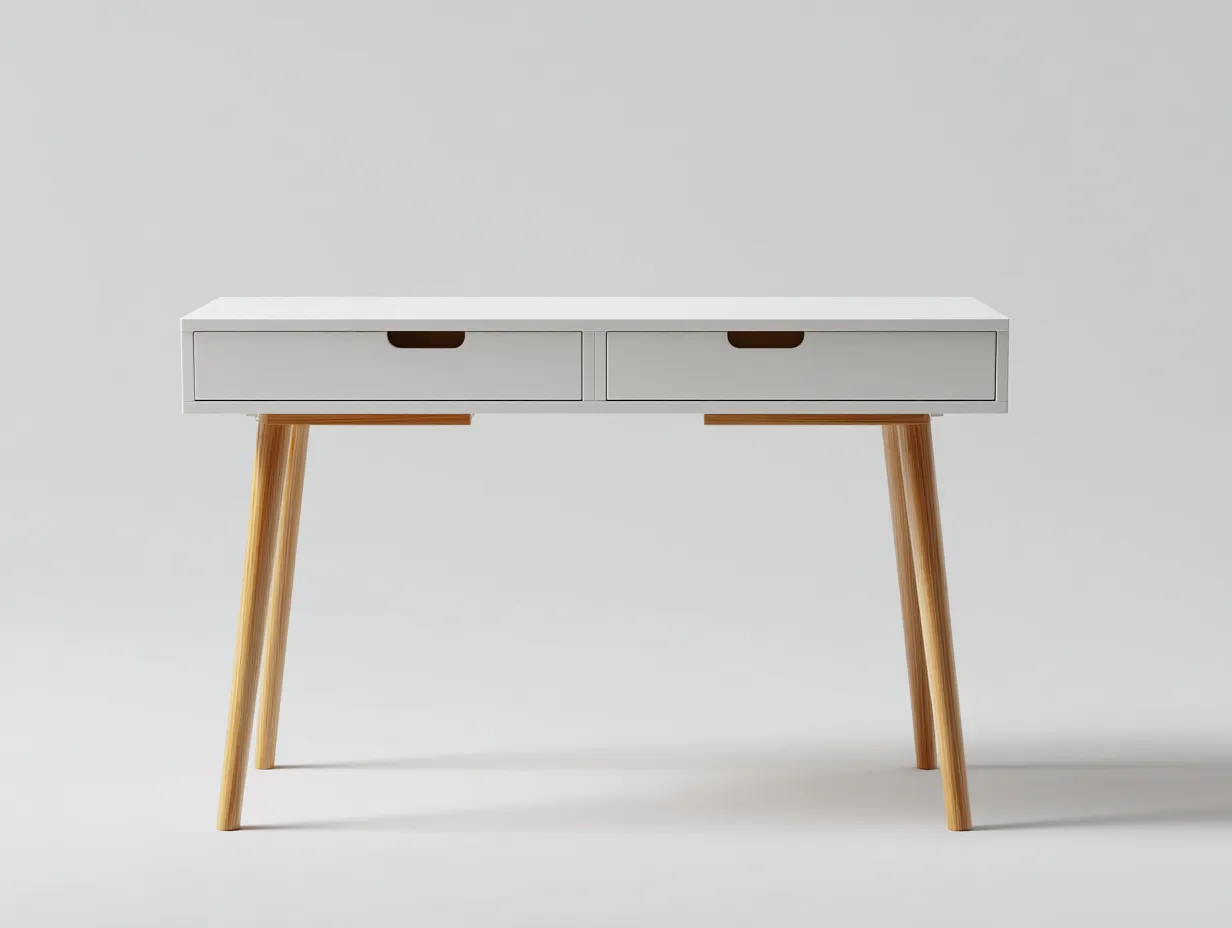 Schreibtisch-Holz-MDF-132x58x74 cm-Naturholz-Weiss-Modern-Casagopad