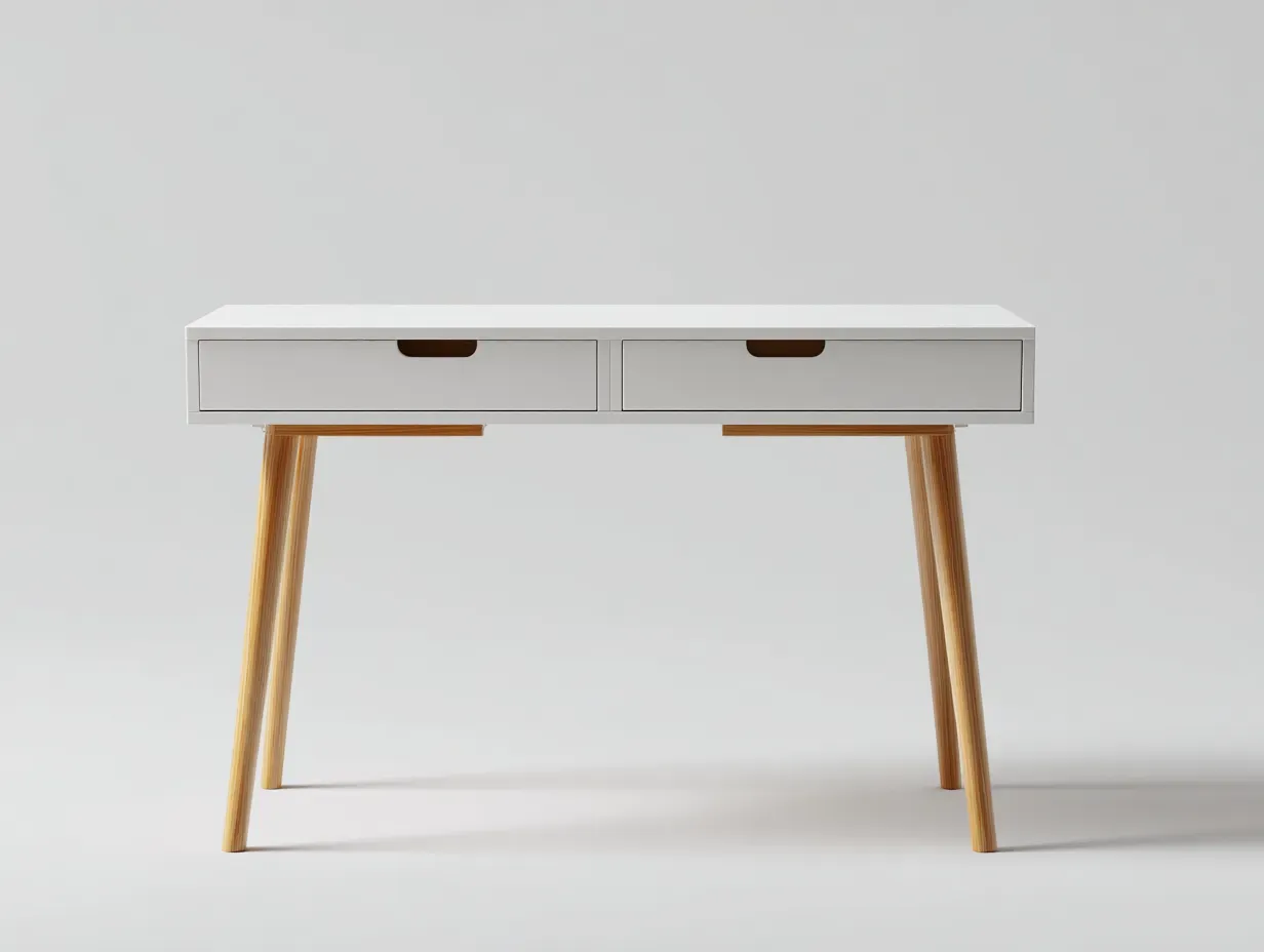 Schreibtisch-Holz-MDF-132x58x74 cm-Naturholz-Weiss-Modern-Casagopad