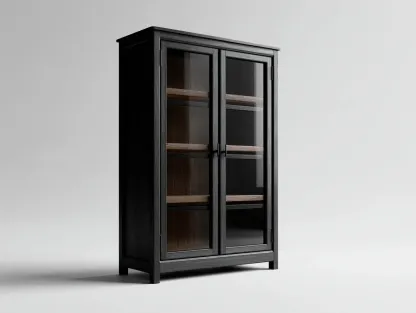Vitrine-Holz-Glas-95x42x165 cm-Schwarz-Braun-modernes Design-Casagopad