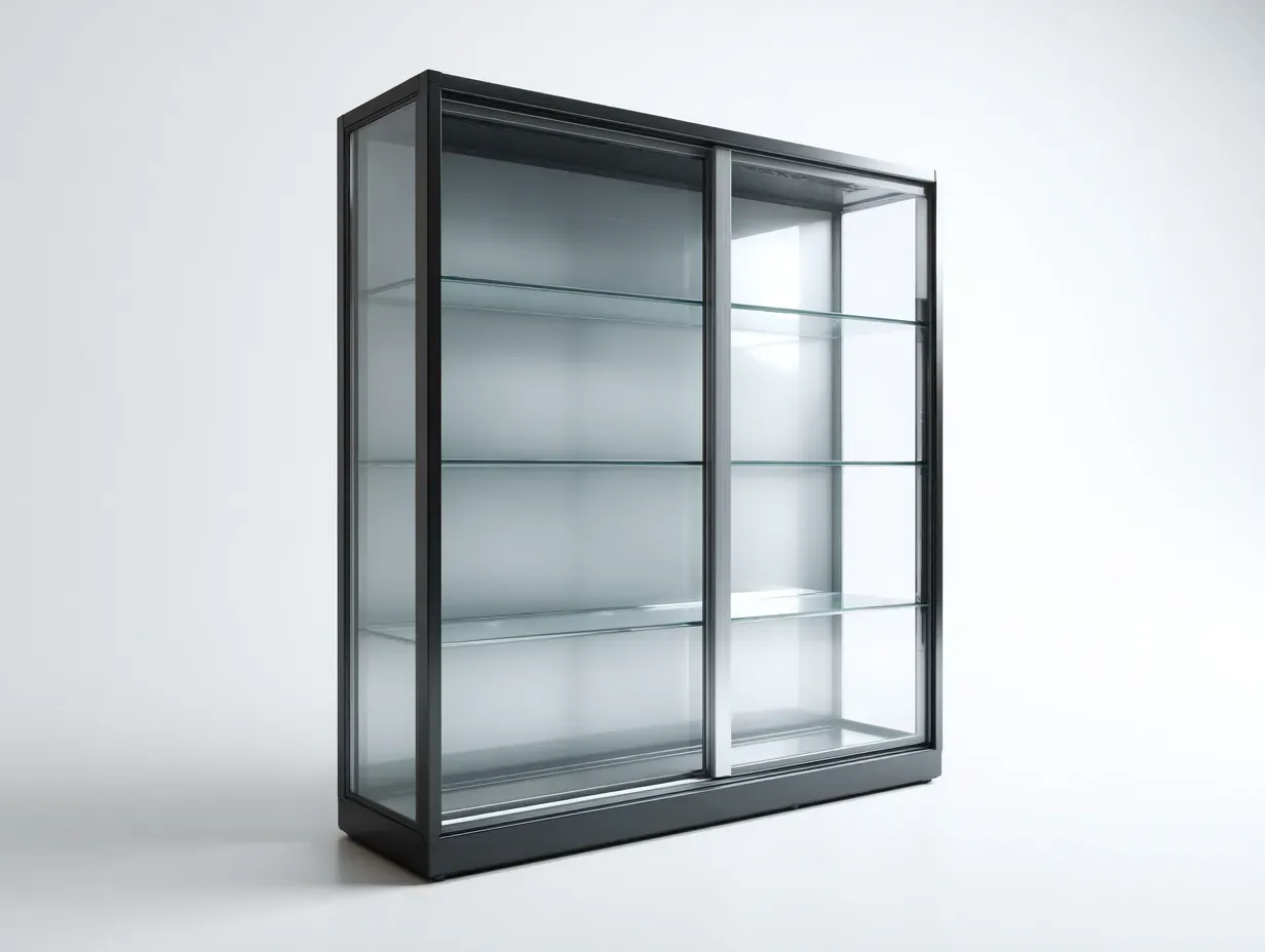 Vitrine-Glas-Metall-118x38x158 cm-Schwarz-modernes Design-Casagopad
