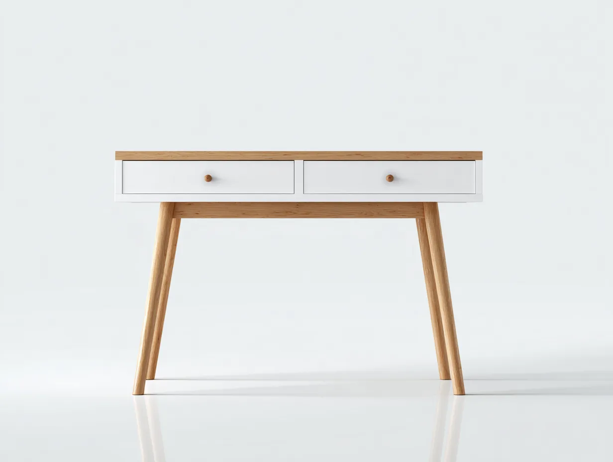 Schreibtisch-Holz-MDF-128x56x75 cm-Naturholz-Weiss-Modern-Casagopad