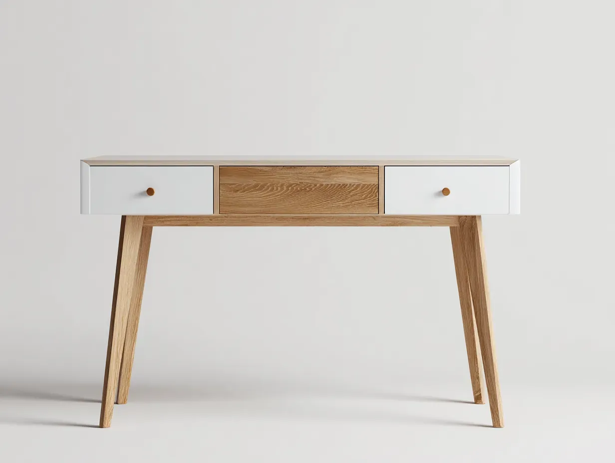 Schreibtisch-Holz-MDF-136x58x76 cm-Naturholz-Weiss-Modern-Casagopad