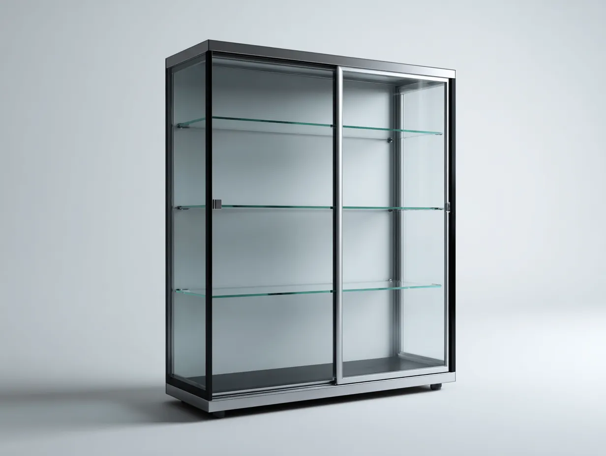 Vitrine-Glas-Metall-90x40x150 cm-Schwarz-modernes Design-Casagopad