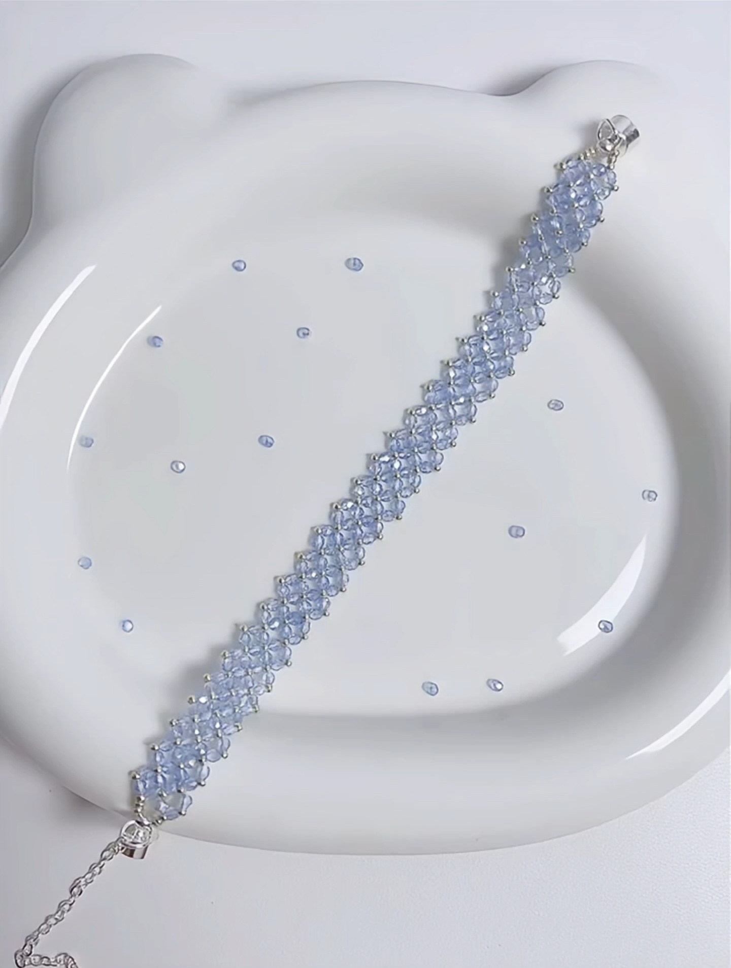 GB015 DIY Kit – Double-Row Diamond Mesh Bracelet – Handwoven with Rondelle & Seed Beads