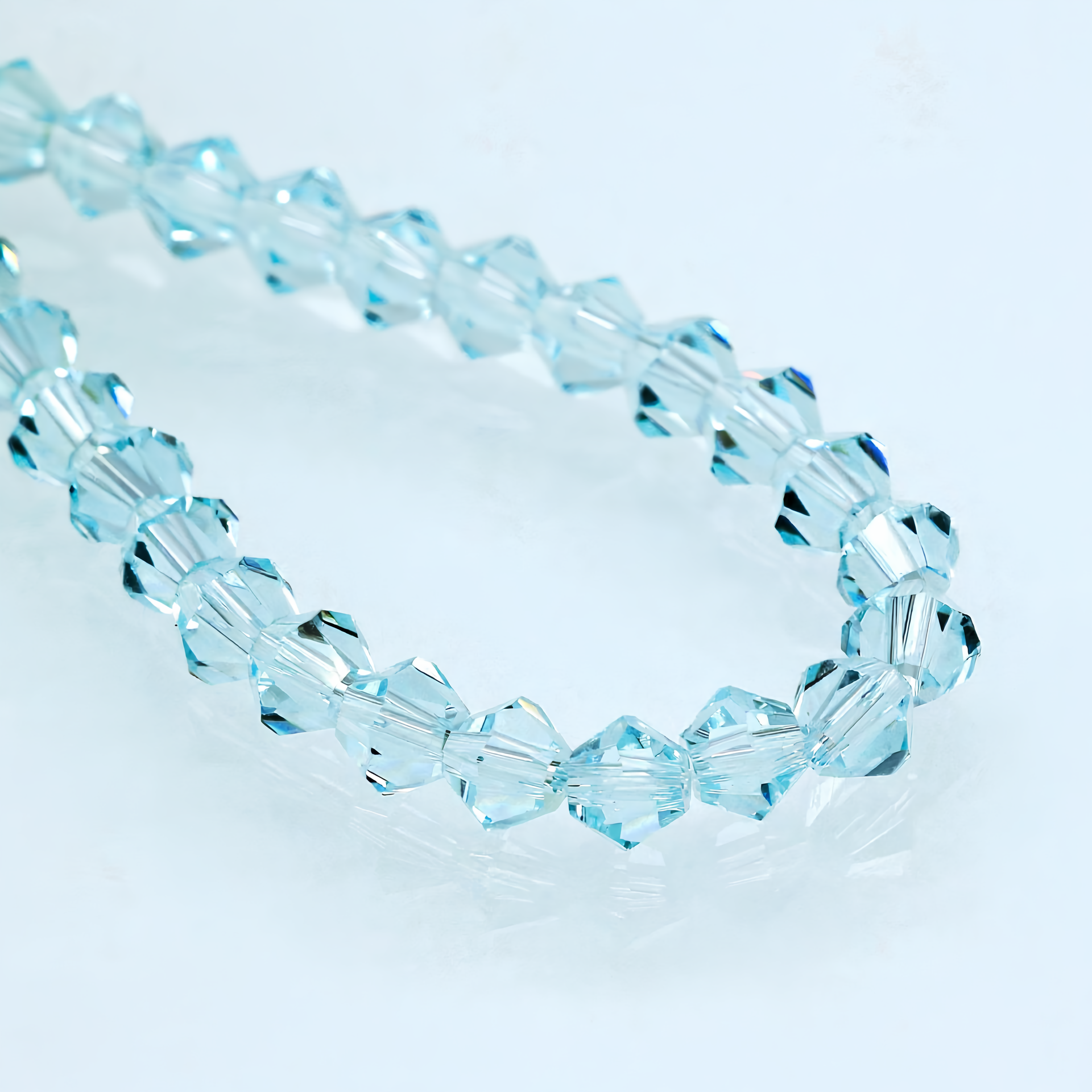 K9 Glass Faceted Bicone Beads – Ultra-Transparent, Lead-Free, Premium Quality