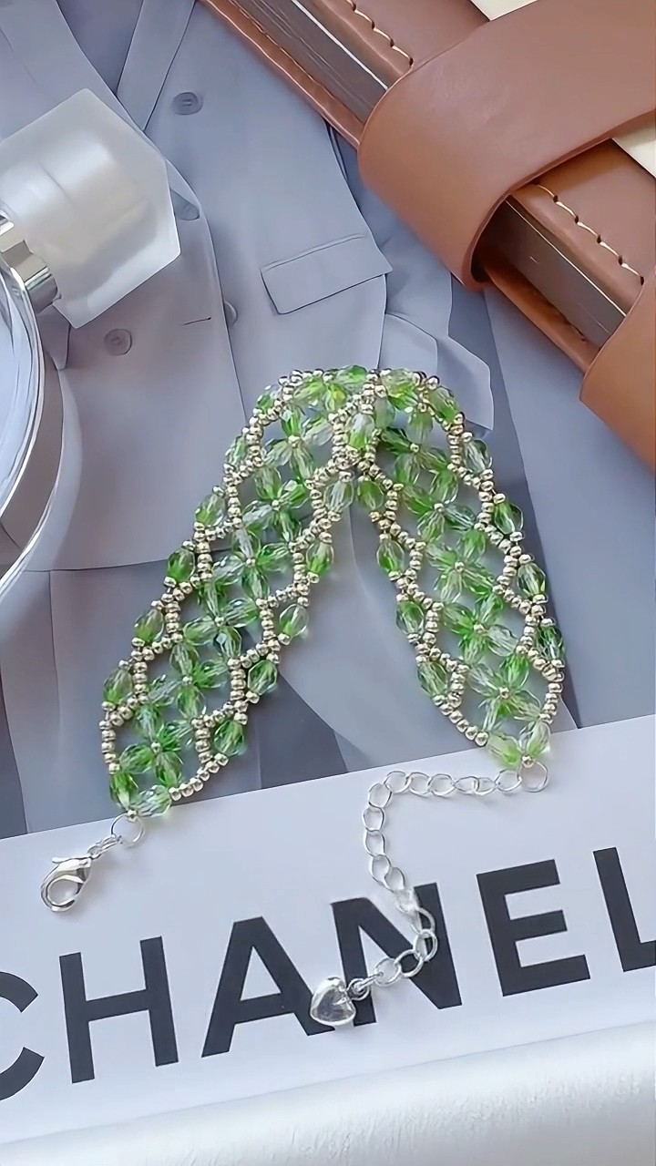 No.35 DIY Kit – Spring-perfect Bracelet with Emerald Charm & Silver Grace（SL002）