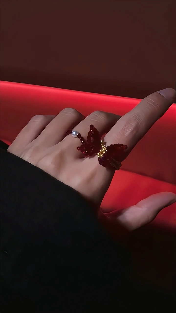 No.32 DIY Kit – Dainty Red Butterfly Beaded Ring（⚠️ Add-On Only – No Separate Shipping）