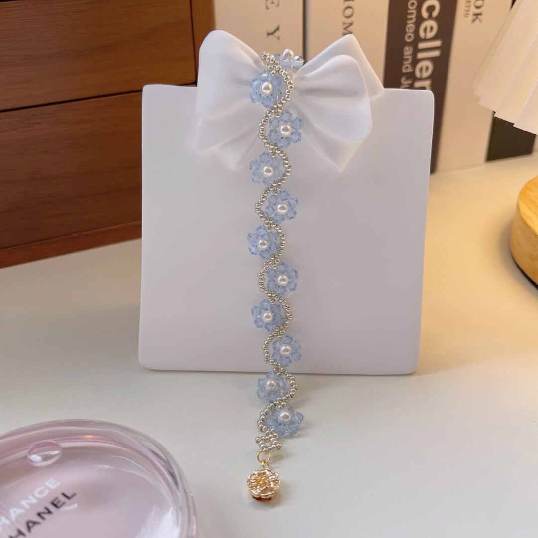 No.57 DIY Kit – Fresh Blue Flower Crystal Bracelet – Handmade with Pearls & Seed Beads（SL035）
