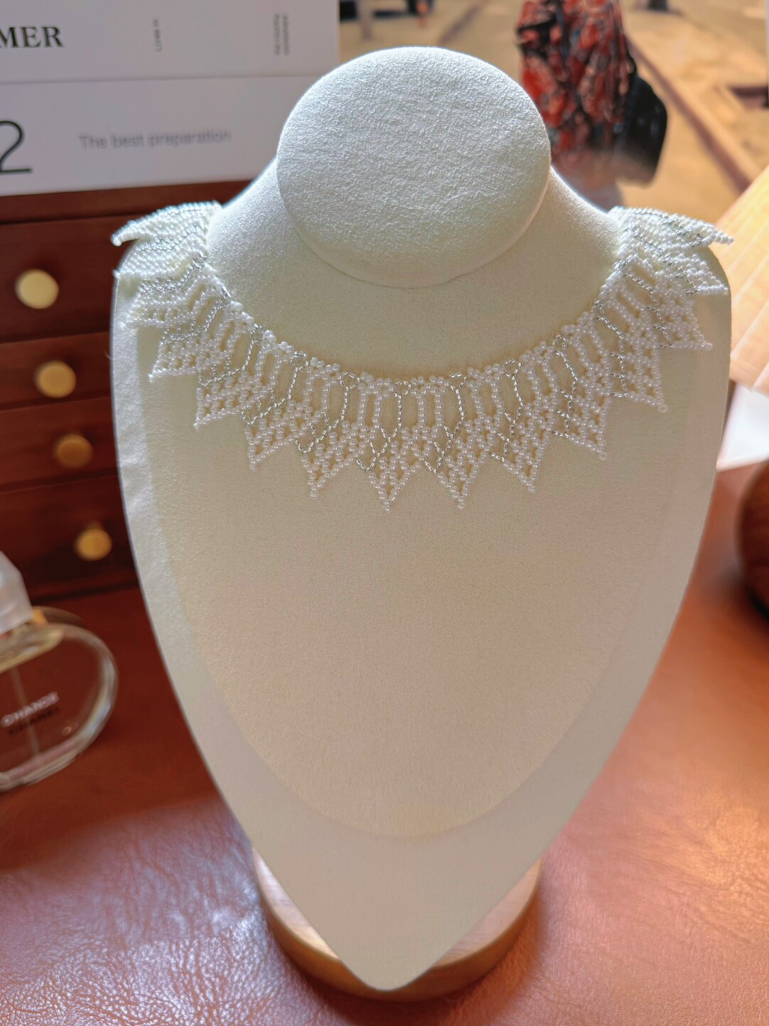 No.58 DIY Kit – Fairy Necklace – White & Silver Beaded Choker with Seed Beads（XL004）