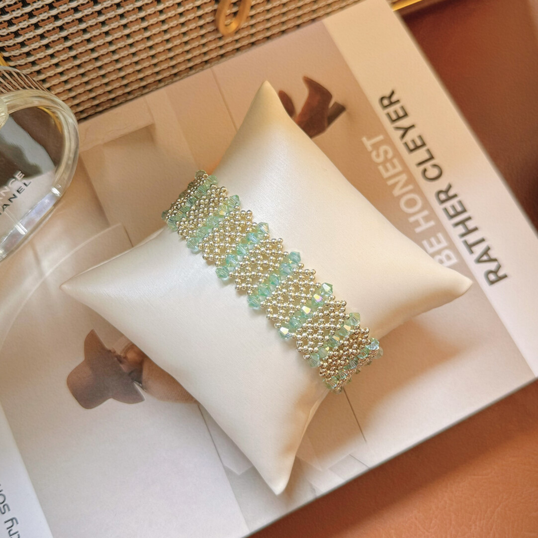 No.62 DIY Kit – Cool Teal Lace Bracelet DIY Kit – Bicorne & Seed Beads（SL021）