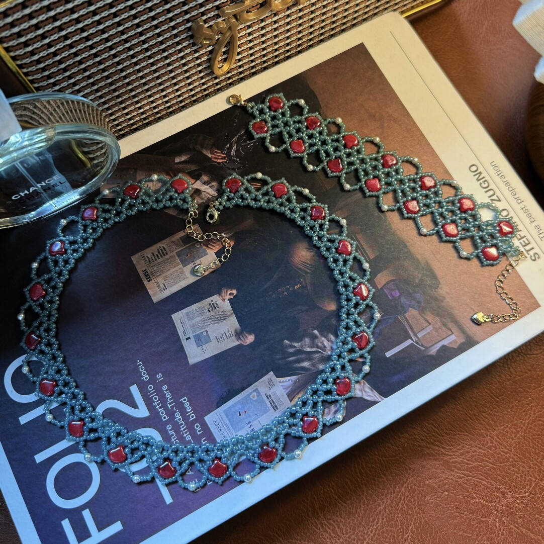 No.63 DIY Kit – Ginkgo Lace Choker DIY Kit – Ginkgo Beads & Seed Beads（XL041）