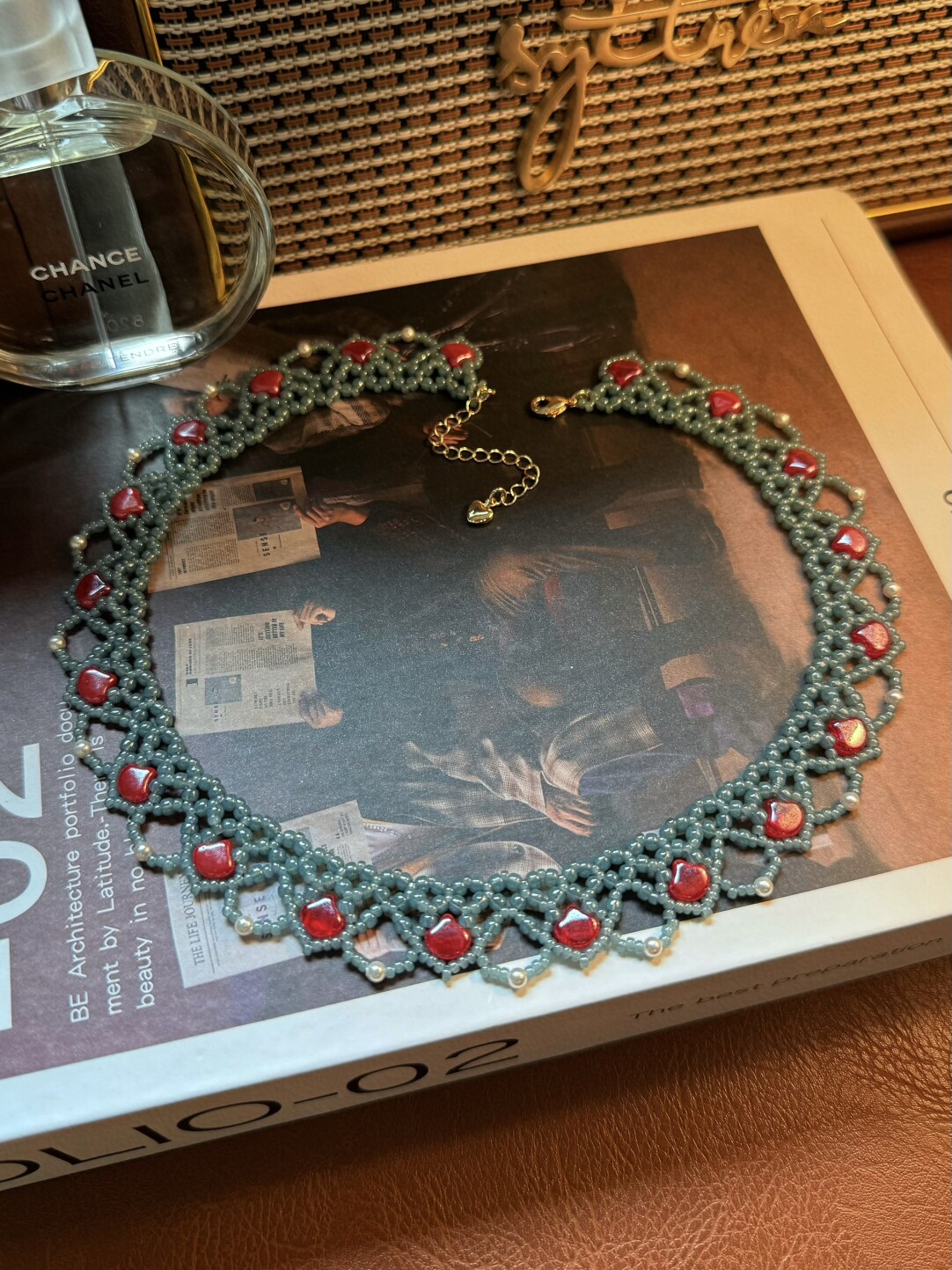 No.63 DIY Kit – Ginkgo Lace Choker DIY Kit – Ginkgo Beads & Seed Beads（XL041）