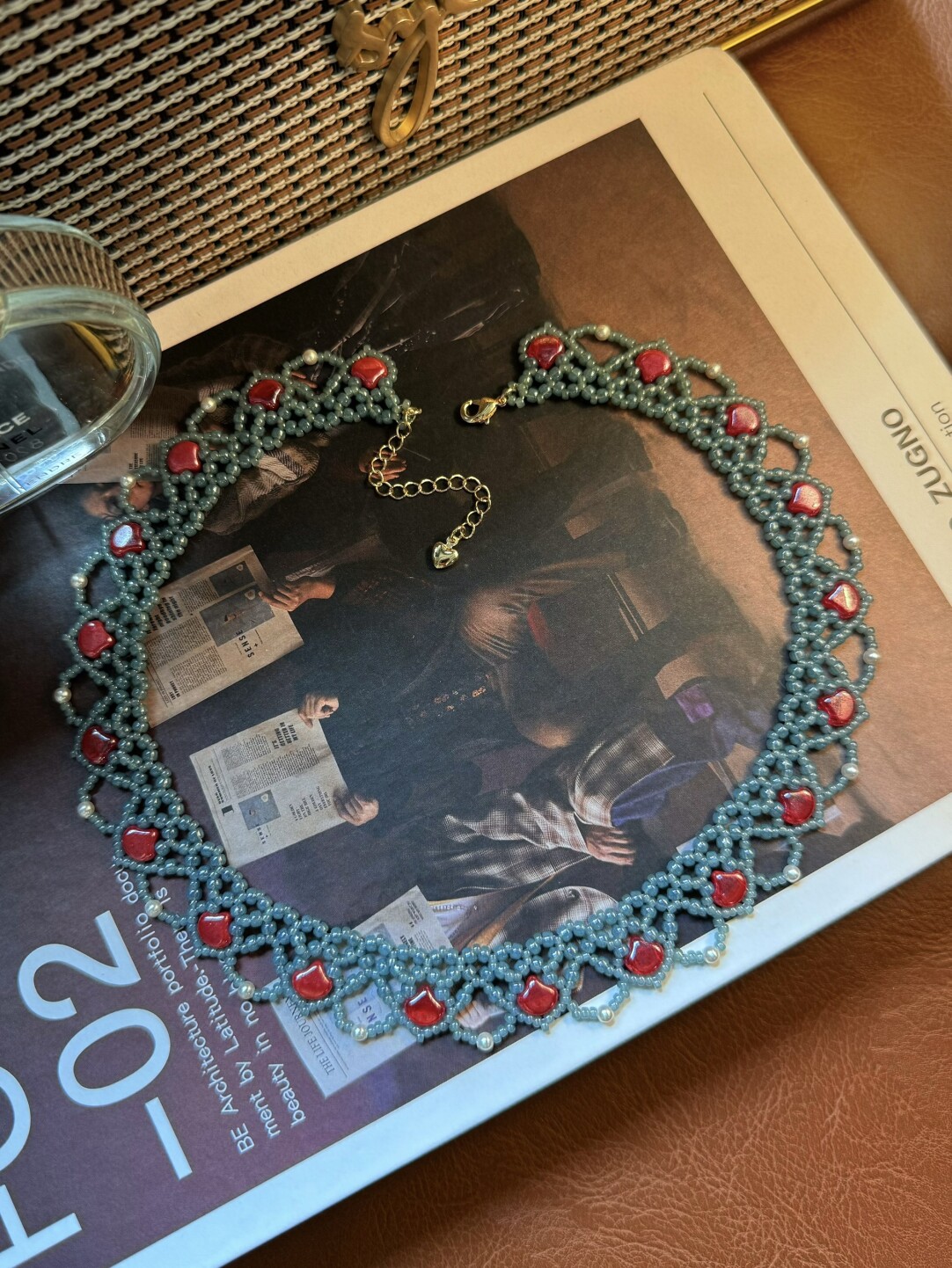 No.63 DIY Kit – Ginkgo Lace Choker DIY Kit – Ginkgo Beads & Seed Beads（XL041）