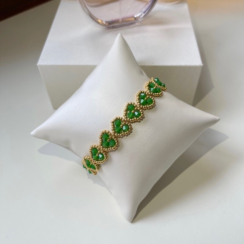 No.19 Finished Product – The Vintage Green Heart Bracelet（SL040）