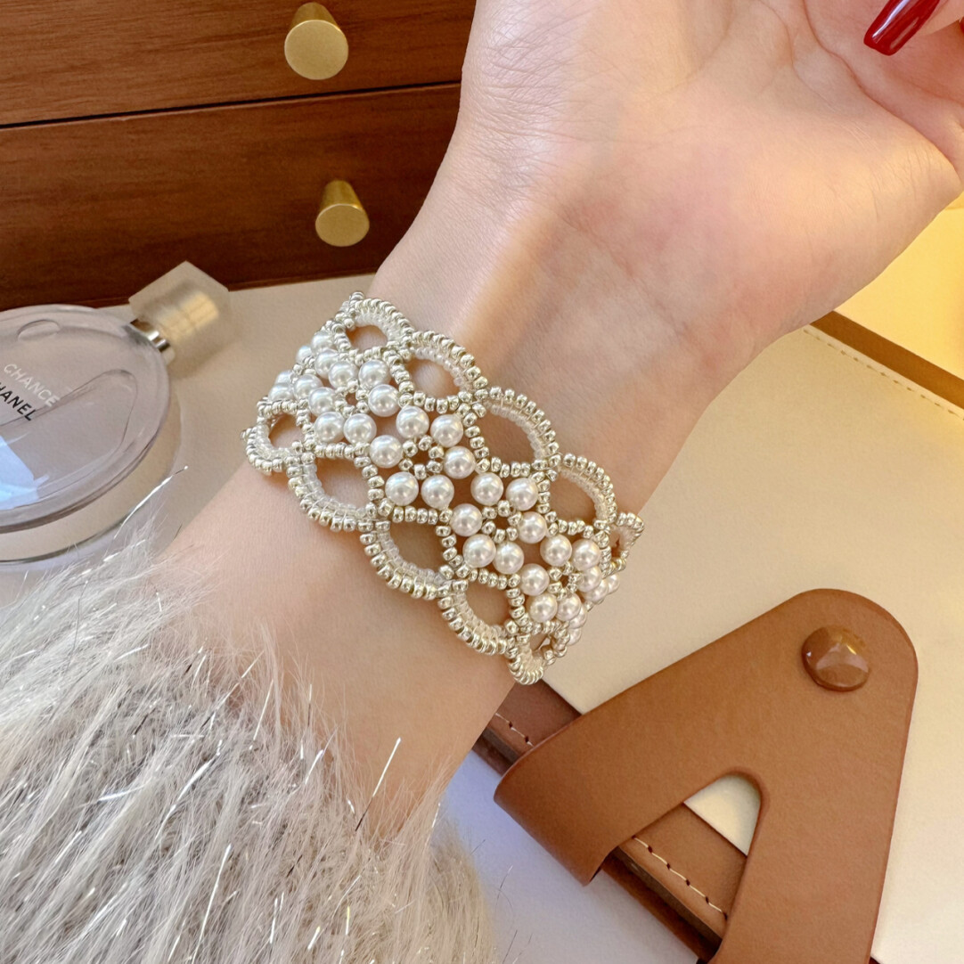 No.XX Finished Product – Gentle & Elegant Wide-Brim Lace Beaded Bracelet（SL110）