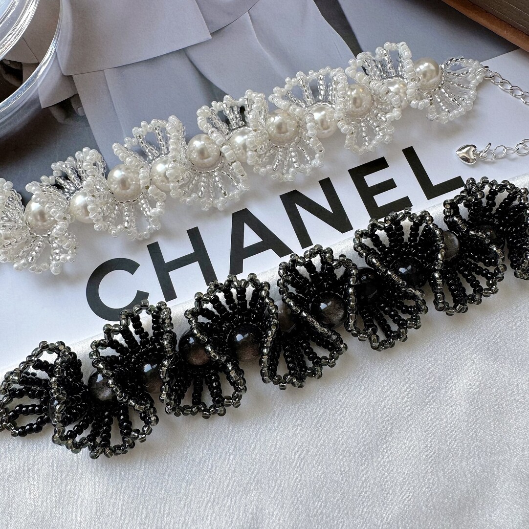 No.XX Finished Product – Bridal Blossom Gentle Lace-Trim Beaded Bracelet（SL117）