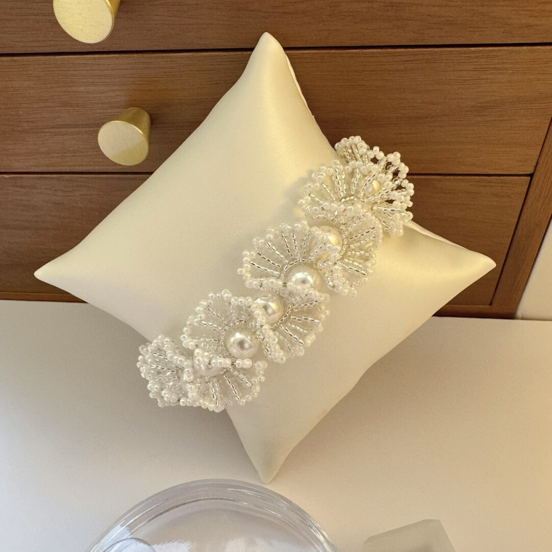 No.XX Finished Product – Bridal Blossom Gentle Lace-Trim Beaded Bracelet（SL117）