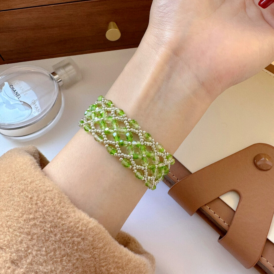 No.35 DIY Kit – Spring-perfect Bracelet with Emerald Charm & Silver Grace（SL002）