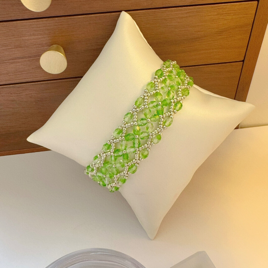 No.35 DIY Kit – Spring-perfect Bracelet with Emerald Charm & Silver Grace（SL002）
