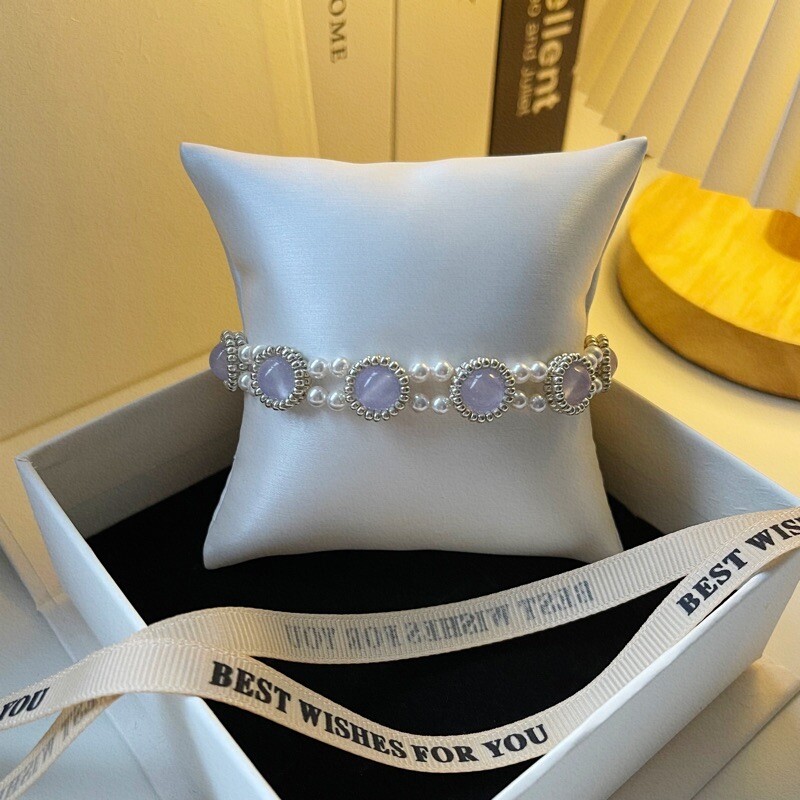 No.41 DIY Kit – Ethereal Chalcedony & Pearl Bracelet （SL008）