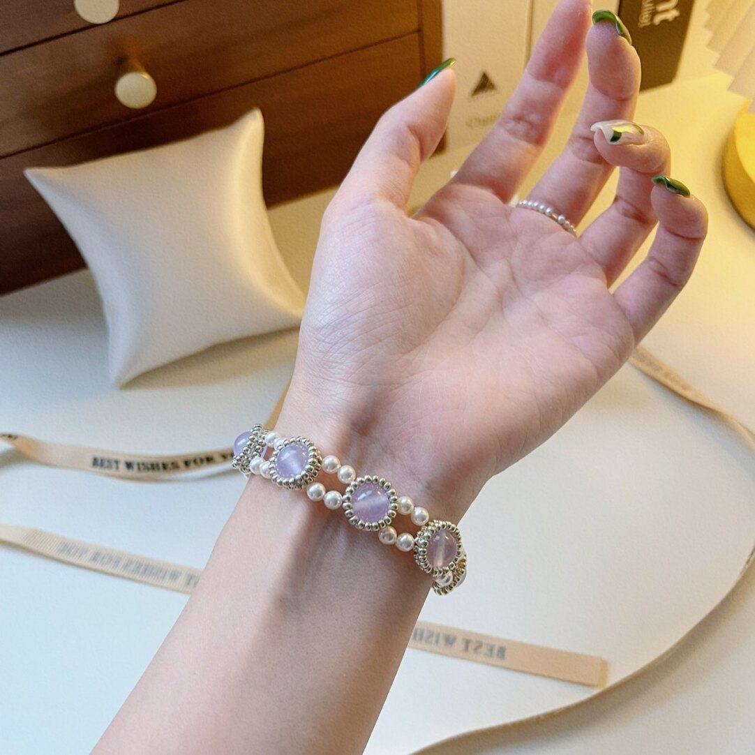 No.41 DIY Kit – Ethereal Chalcedony & Pearl Bracelet （SL008）