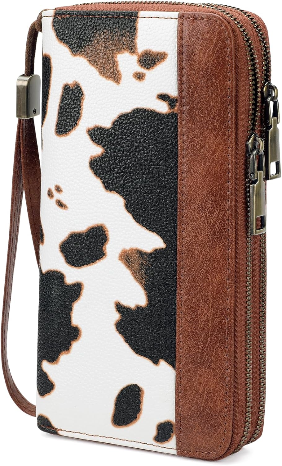 Women's Wallet Large Capacity Double Zip Ladies Card Phone Holder RFID Blocking Wristlet Leather