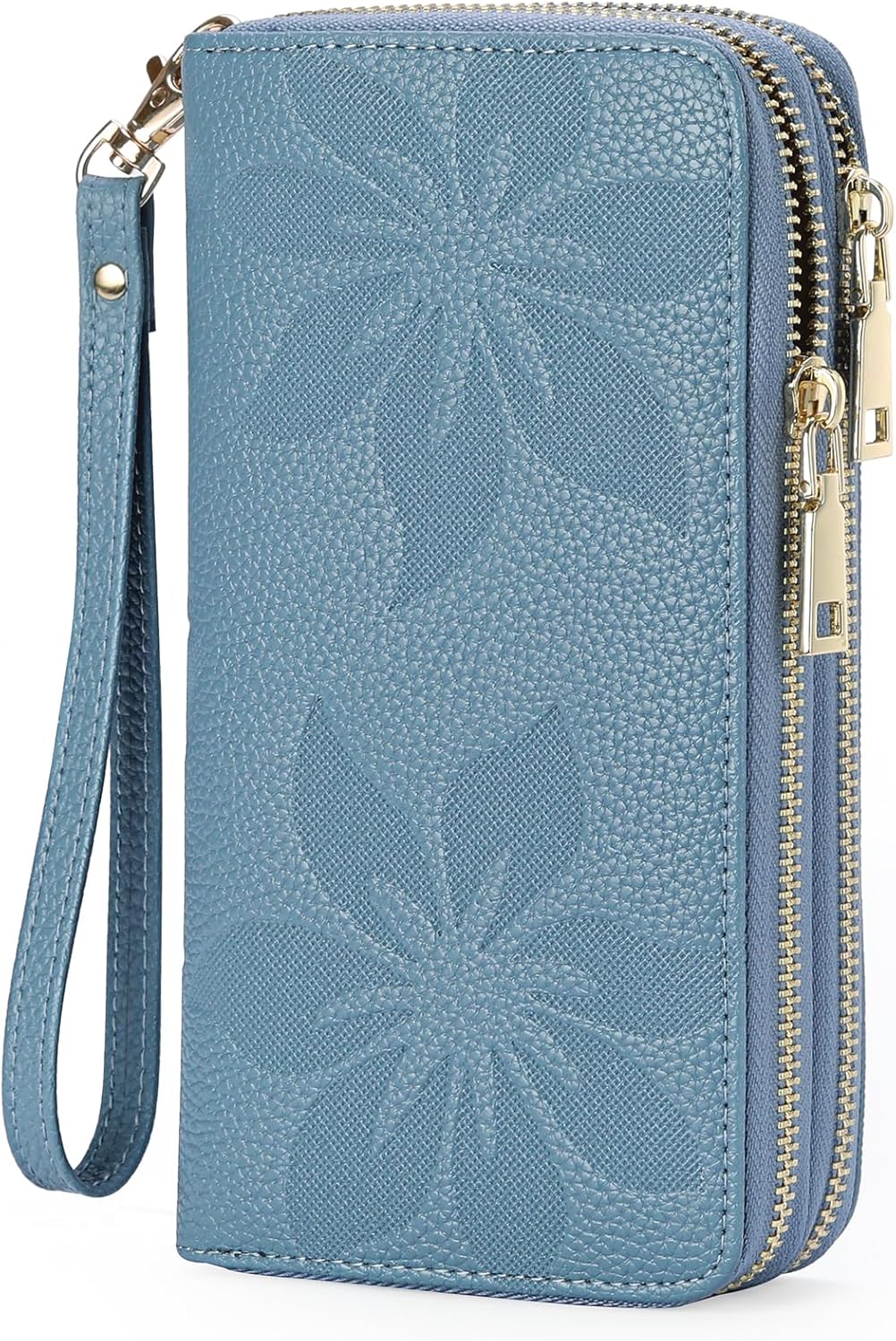 Women's Wallet Large Capacity Double Zip Ladies Card Phone Holder RFID Blocking Wristlet Leather