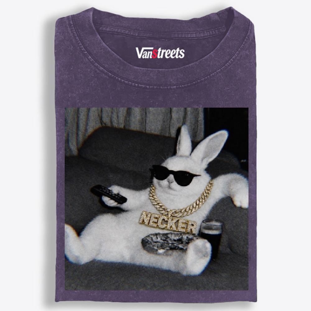 Bling Bunny's Couch Vibe Washed T-Shirt | 100% Cotton | Streetwear Essential