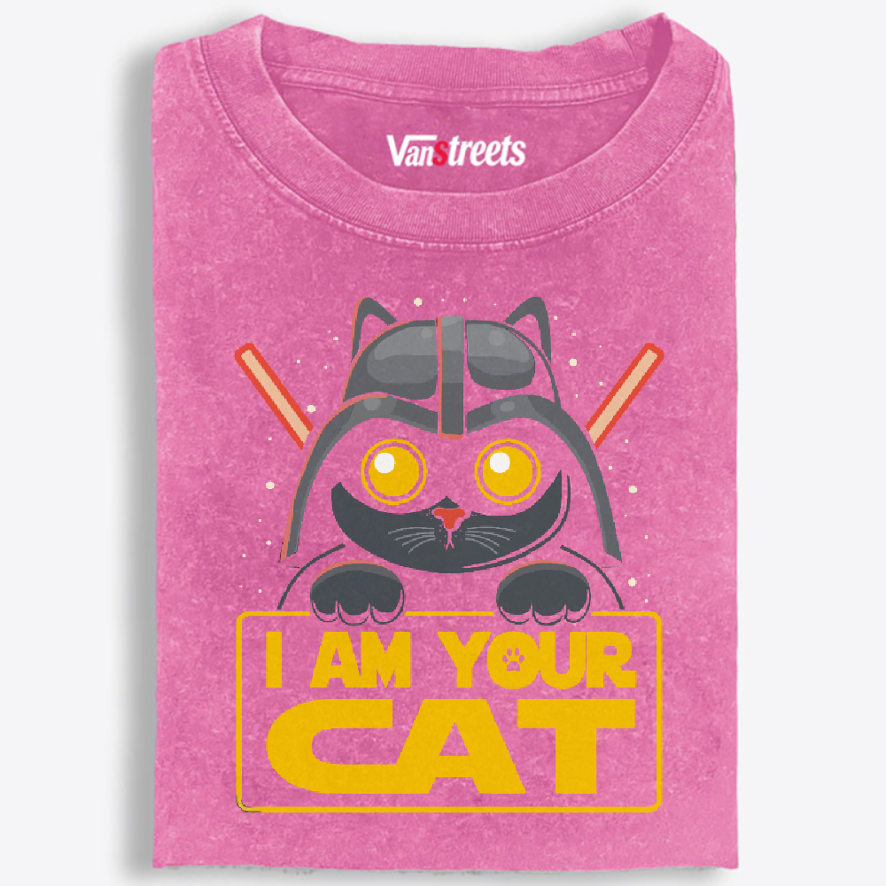 "I Am Your Cat" Darth Vader Cat Washed T-Shirt | 100% Cotton | Streetwear Essential
