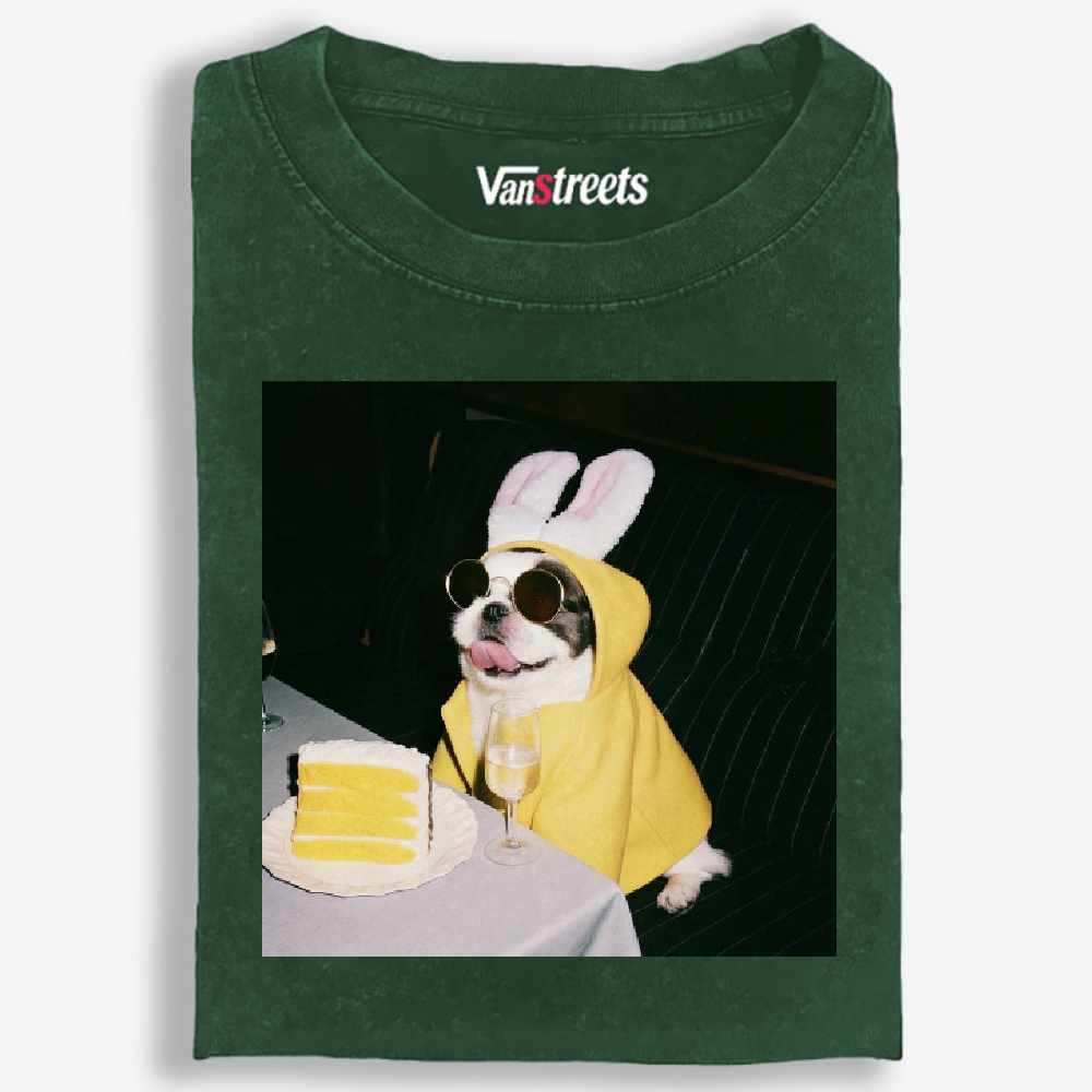 Bunny Ears French Bulldog Birthday Meme Retro Washed T-Shirt | 100% Cotton | Streetwear Essential