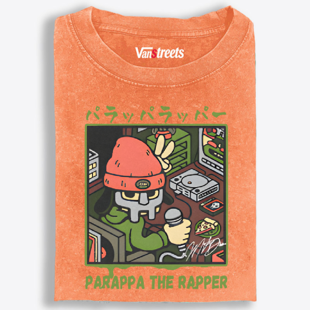 PaRappa The Rapper x MF DOOM Crossover Retro Washed T-Shirt | 100% Cotton | Streetwear Essential