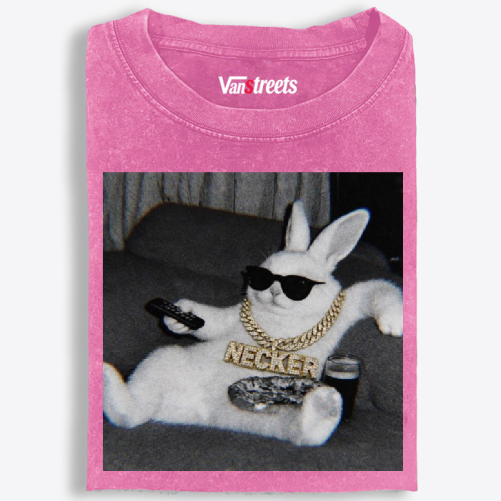 Bling Bunny's Couch Vibe Washed T-Shirt | 100% Cotton | Streetwear Essential