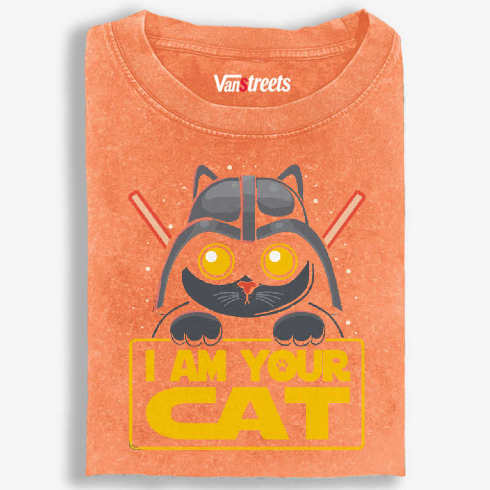"I Am Your Cat" Darth Vader Cat Washed T-Shirt | 100% Cotton | Streetwear Essential