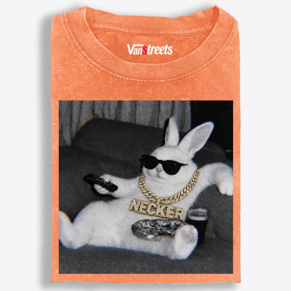Bling Bunny's Couch Vibe Washed T-Shirt | 100% Cotton | Streetwear Essential