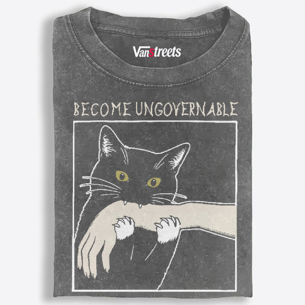 Gremlin Cat Retro Washed T-Shirt | 100% Cotton | Streetwear Essential