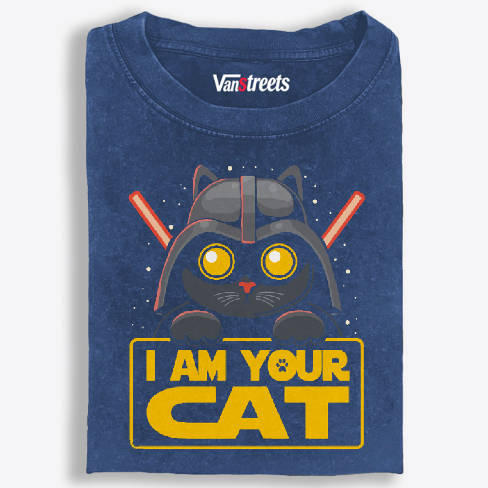 "I Am Your Cat" Darth Vader Cat Washed T-Shirt | 100% Cotton | Streetwear Essential