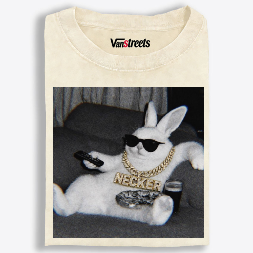 Bling Bunny's Couch Vibe Washed T-Shirt | 100% Cotton | Streetwear Essential