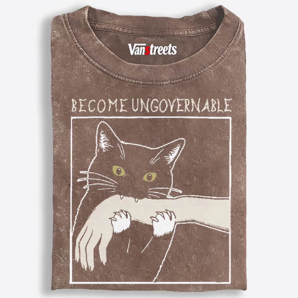 Gremlin Cat Retro Washed T-Shirt | 100% Cotton | Streetwear Essential