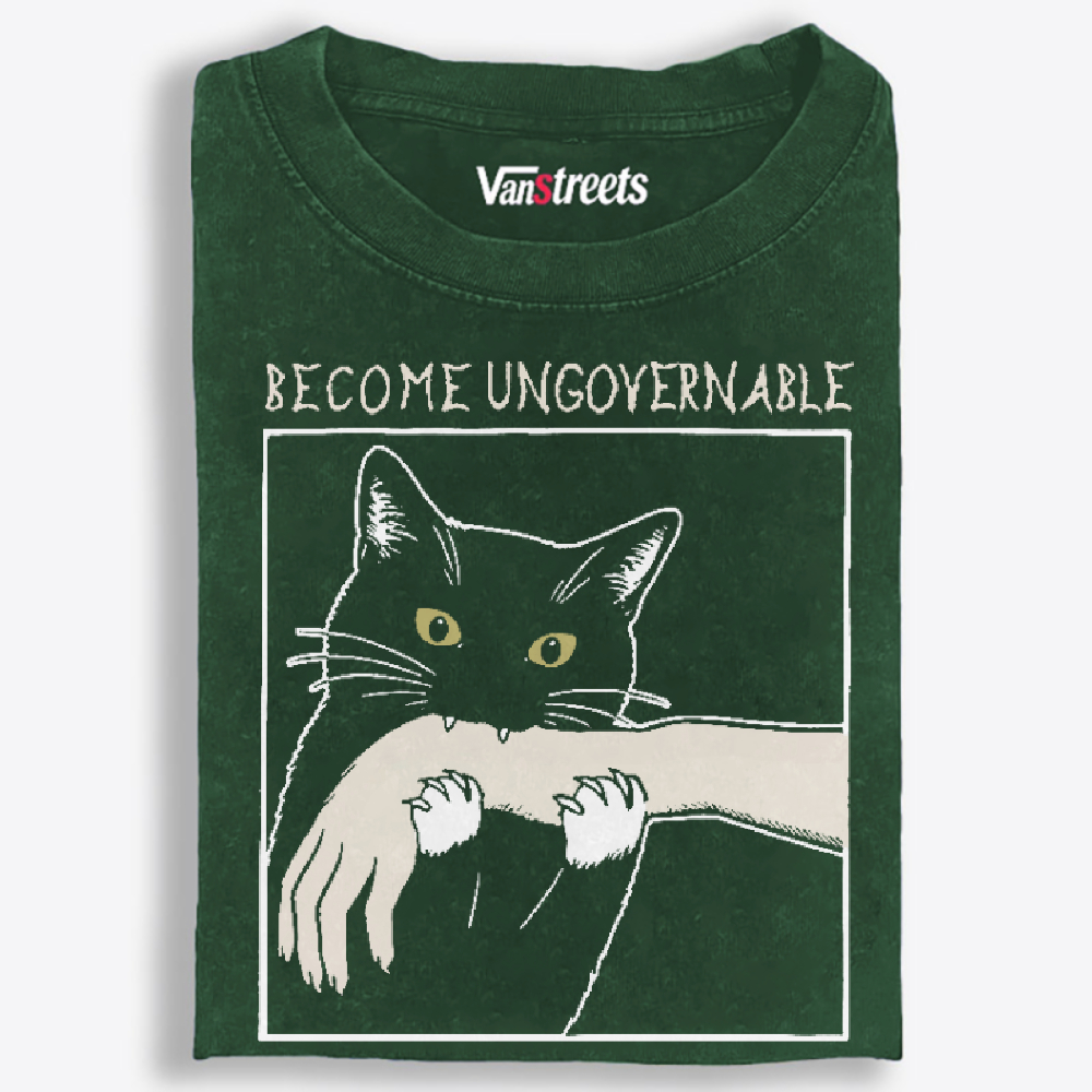 Gremlin Cat Retro Washed T-Shirt | 100% Cotton | Streetwear Essential