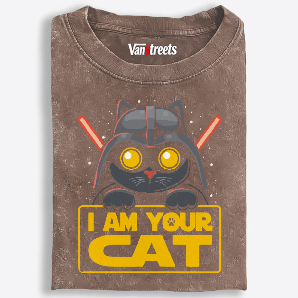 "I Am Your Cat" Darth Vader Cat Washed T-Shirt | 100% Cotton | Streetwear Essential