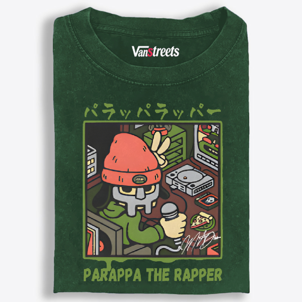 PaRappa The Rapper x MF DOOM Crossover Retro Washed T-Shirt | 100% Cotton | Streetwear Essential