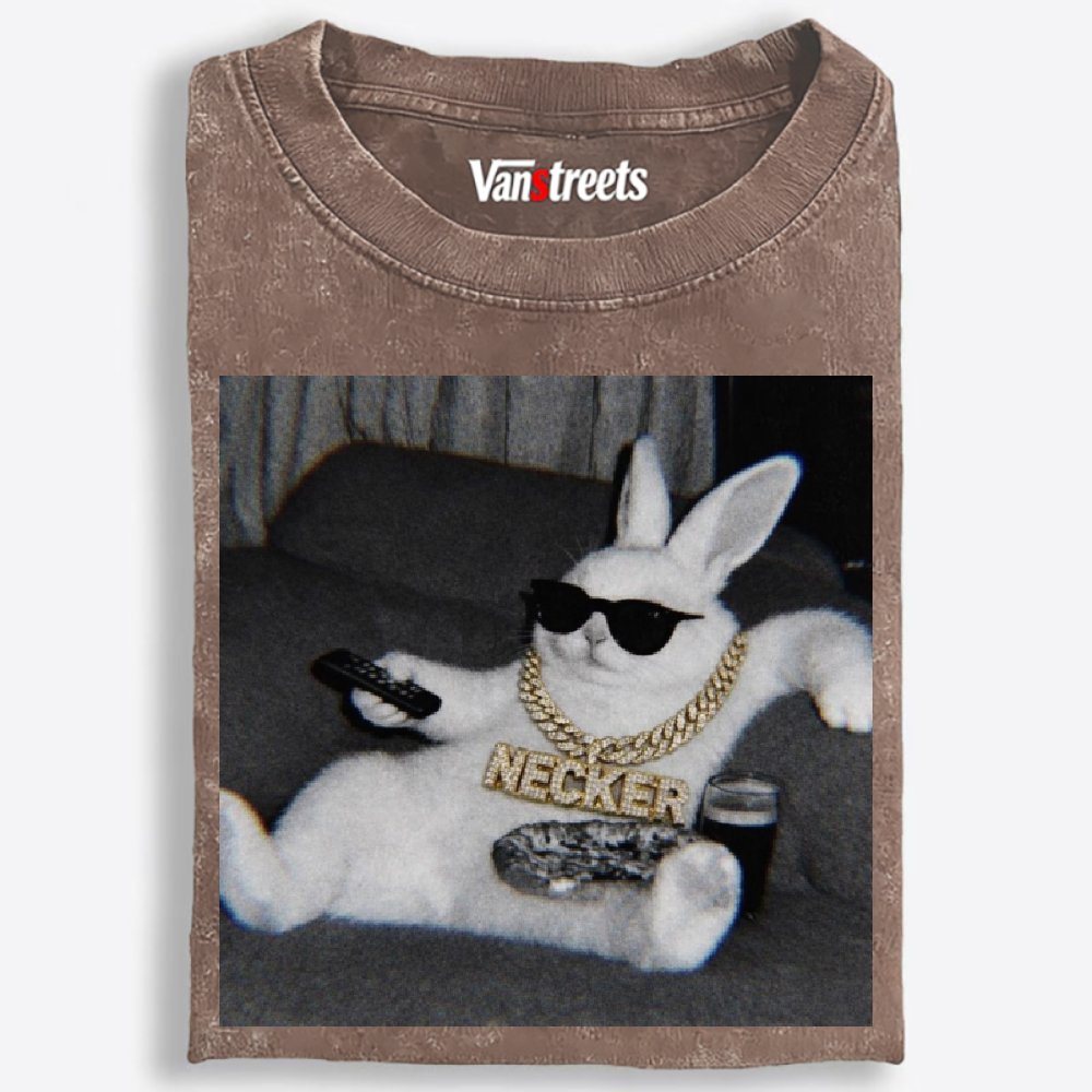 Bling Bunny's Couch Vibe Washed T-Shirt | 100% Cotton | Streetwear Essential