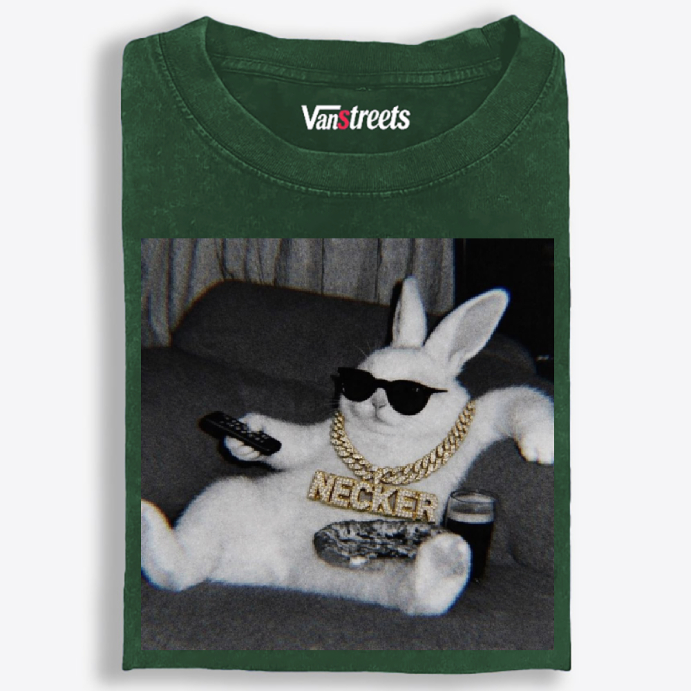 Bling Bunny's Couch Vibe Washed T-Shirt | 100% Cotton | Streetwear Essential