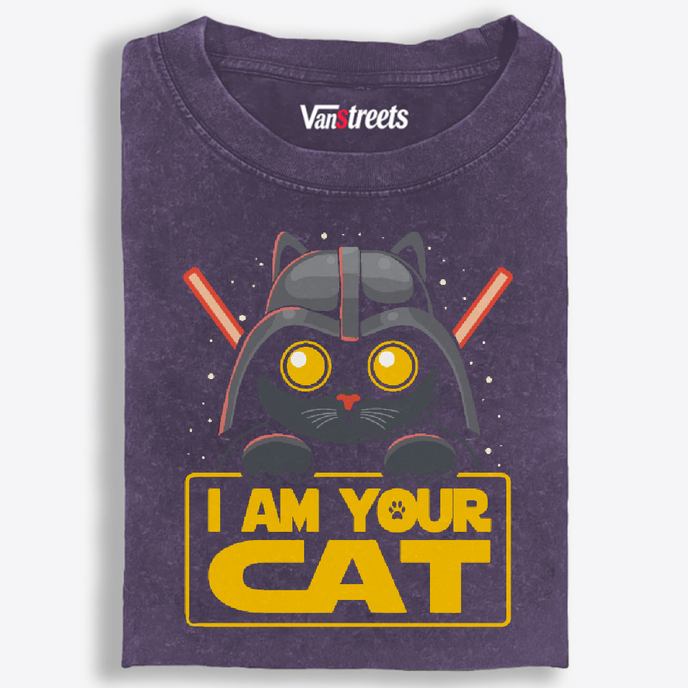 "I Am Your Cat" Darth Vader Cat Washed T-Shirt | 100% Cotton | Streetwear Essential