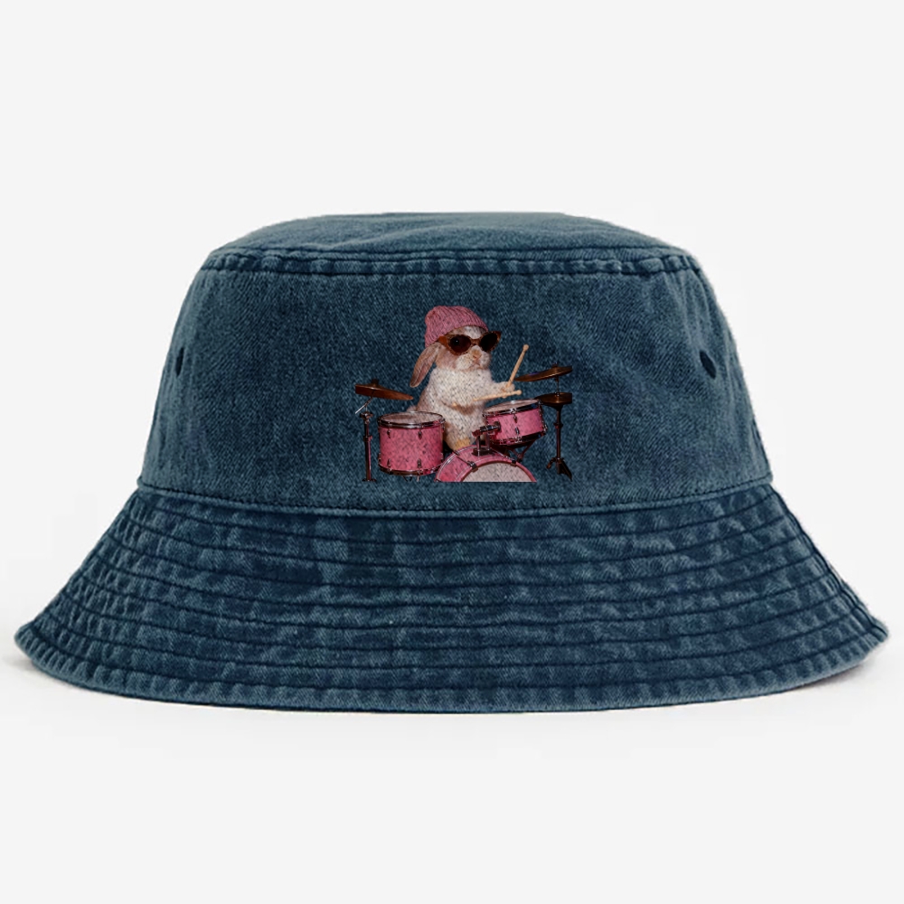 Bunny Rockin’ Bunny Retro Vintage Washed Bucket Hat