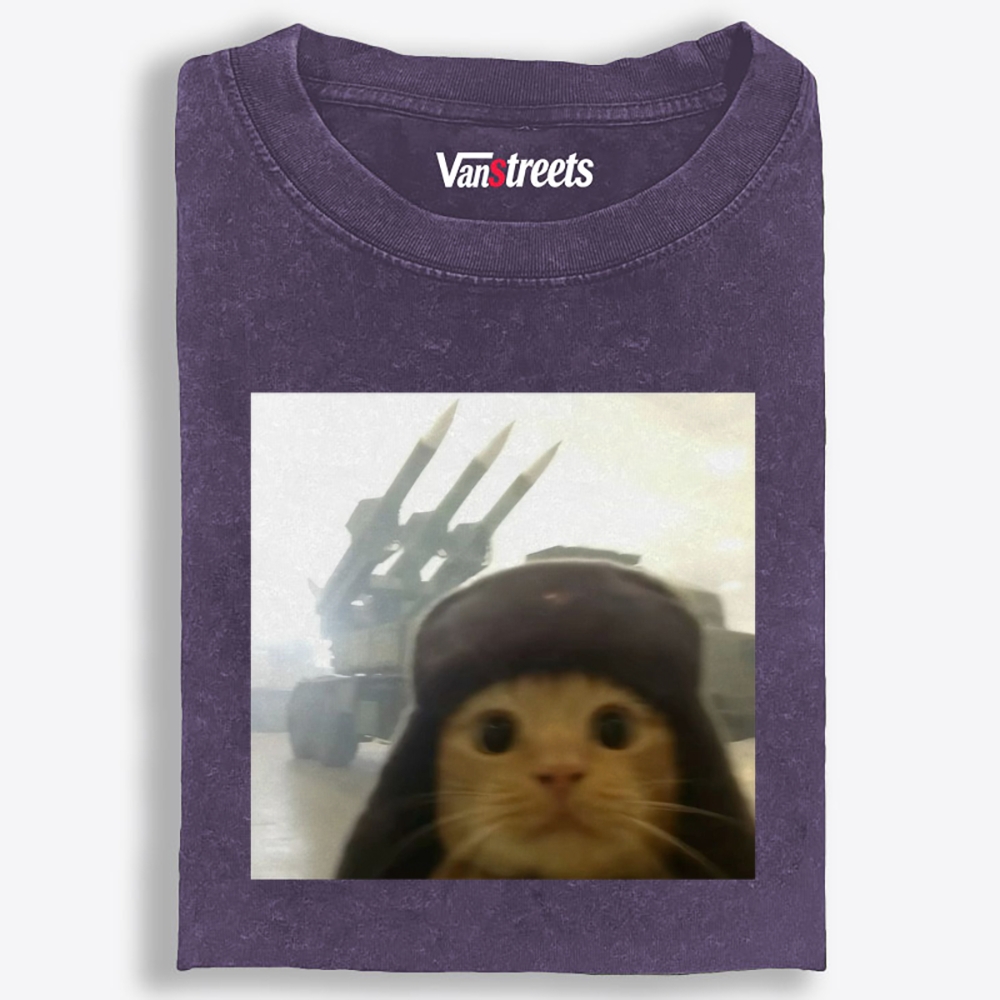 Cat with Missiles Hardcore Meme Retro Washed T-Shirt | 100% Cotton | Streetwear Essential