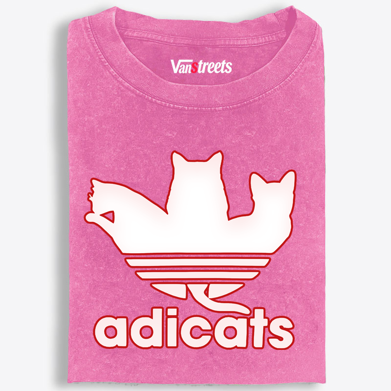 Adicats Three Cats Parody Retro Washed T-Shirt | 100% Cotton | Streetwear Essential