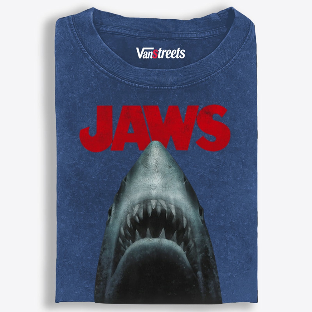 JAWS Shark Retro Washed T-Shirt | 100% Cotton | Streetwear Essential