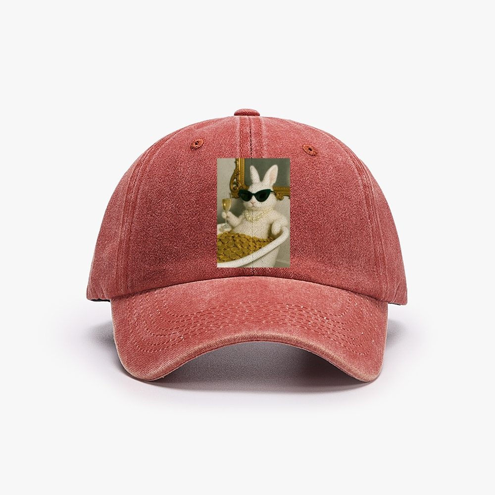 Bathtub Gold Coins Bunny Retro Washed Baseball Cap