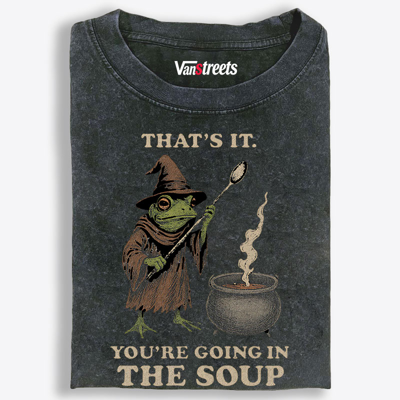 Witchy Frog Soup Threat Retro Washed T-Shirt | 100% Cotton | Streetwear Essential
